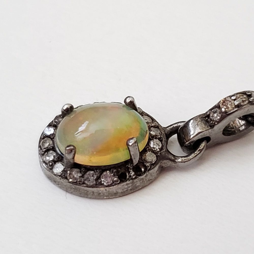 Adornia Sterling Silver Opal 1CTW & Diamond 0.30CTW Pendant Necklace - Picture 1 of 4